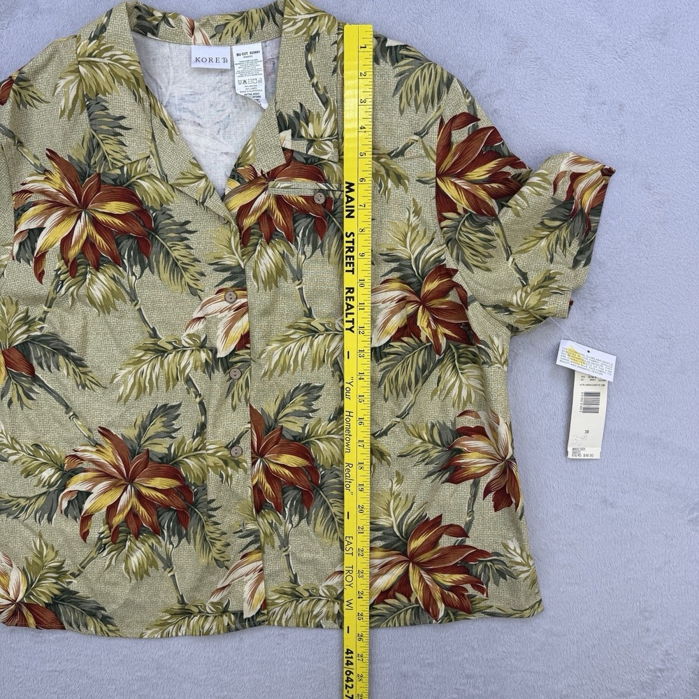 Koret Womens Button Up Shirt Multicolor Hawaiian Short Sleeve Roll Tab 20W‎ NWT - Picture 7 of 13